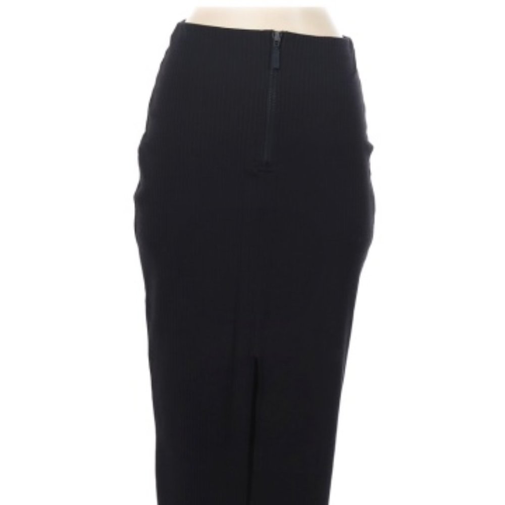 Silence and Noise Calf-Length Ribbed Black Skirt